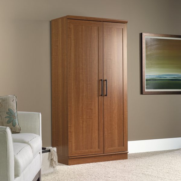 Sauder HomePlus 71" Tall 2-Door Multiple Shelf Wood Storage Cabinet， Sienna Oak Finish - Image 4