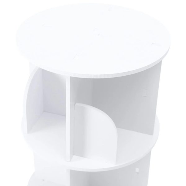 Wuzstar 4 Tiers Rotating Bookshelf 360 Degrees Display Shelves Bookshelf Organizer White Stackable Rack Floor Standing Bookcase for Living Room, Bedroom and Office, 15.7 * 15.7 * 46.5in - Image 7