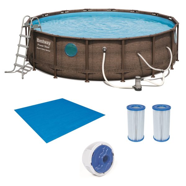 Bestway 16ft x 16ft x 48in Power Steel Swim Vista Pool Set with Cartridge Filter - Image 10