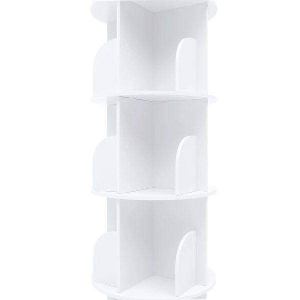 Wuzstar 4 Tiers Rotating Bookshelf 360 Degrees Display Shelves Bookshelf Organizer White Stackable Rack Floor Standing Bookcase for Living Room, Bedroom and Office, 15.7 * 15.7 * 46.5in - Image 8
