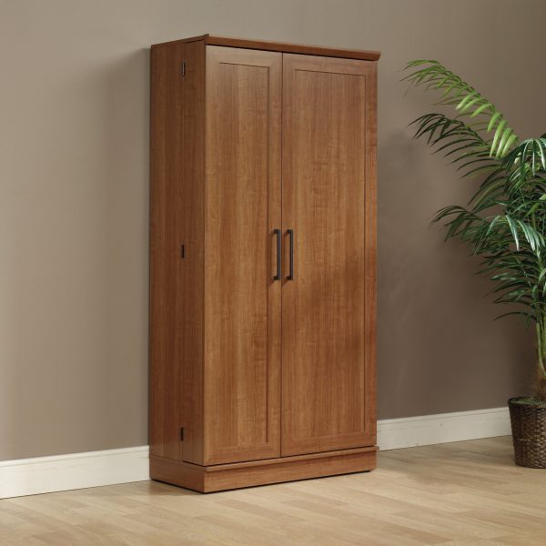 Sauder HomePlus 71" Tall 2-Door Multiple Shelf Wood Storage Cabinet， Sienna Oak Finish - Image 3