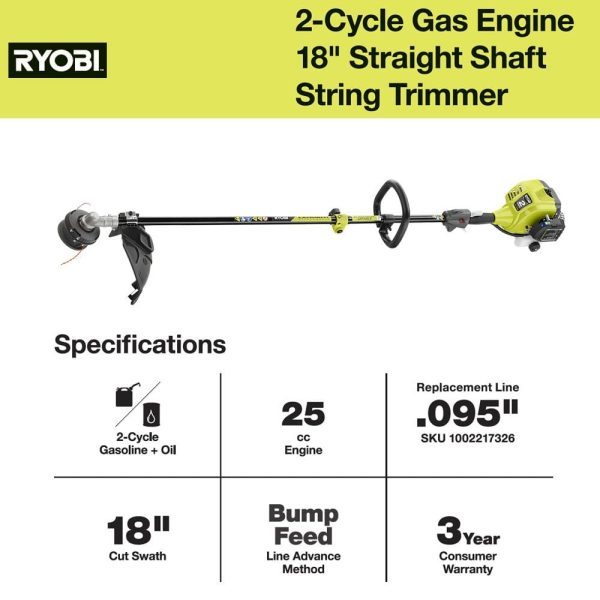 25 cc 2-Stroke Attachment Capable Full Crank Straight Gas Shaft String Trimmer RY253SS - Image 7
