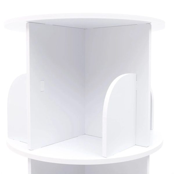 Wuzstar 4 Tiers Rotating Bookshelf 360 Degrees Display Shelves Bookshelf Organizer White Stackable Rack Floor Standing Bookcase for Living Room, Bedroom and Office, 15.7 * 15.7 * 46.5in - Image 6